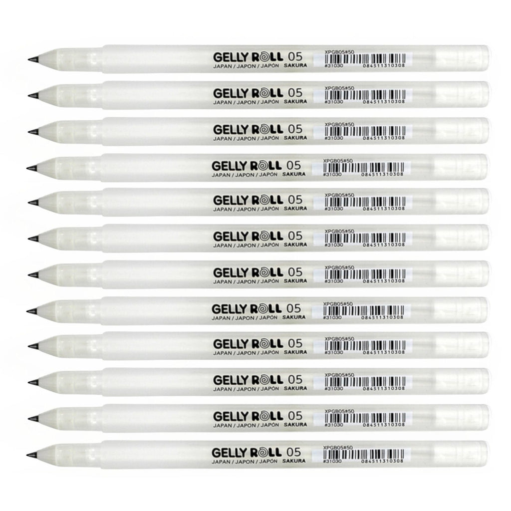 12pcs Sakura Gelly Roll Classic White Gel Ink Pen | Fine