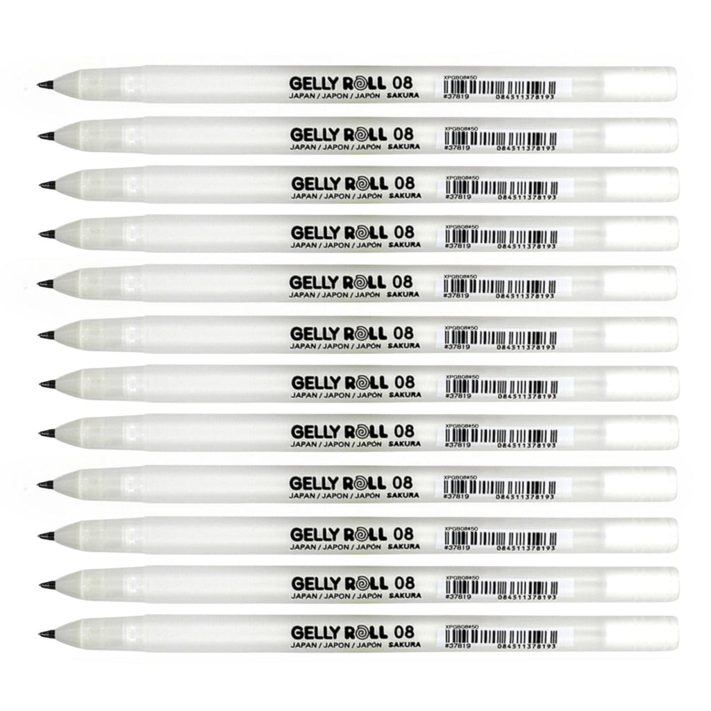 12pcs Sakura Gelly Roll Classic White Gel Ink Pen | Medium