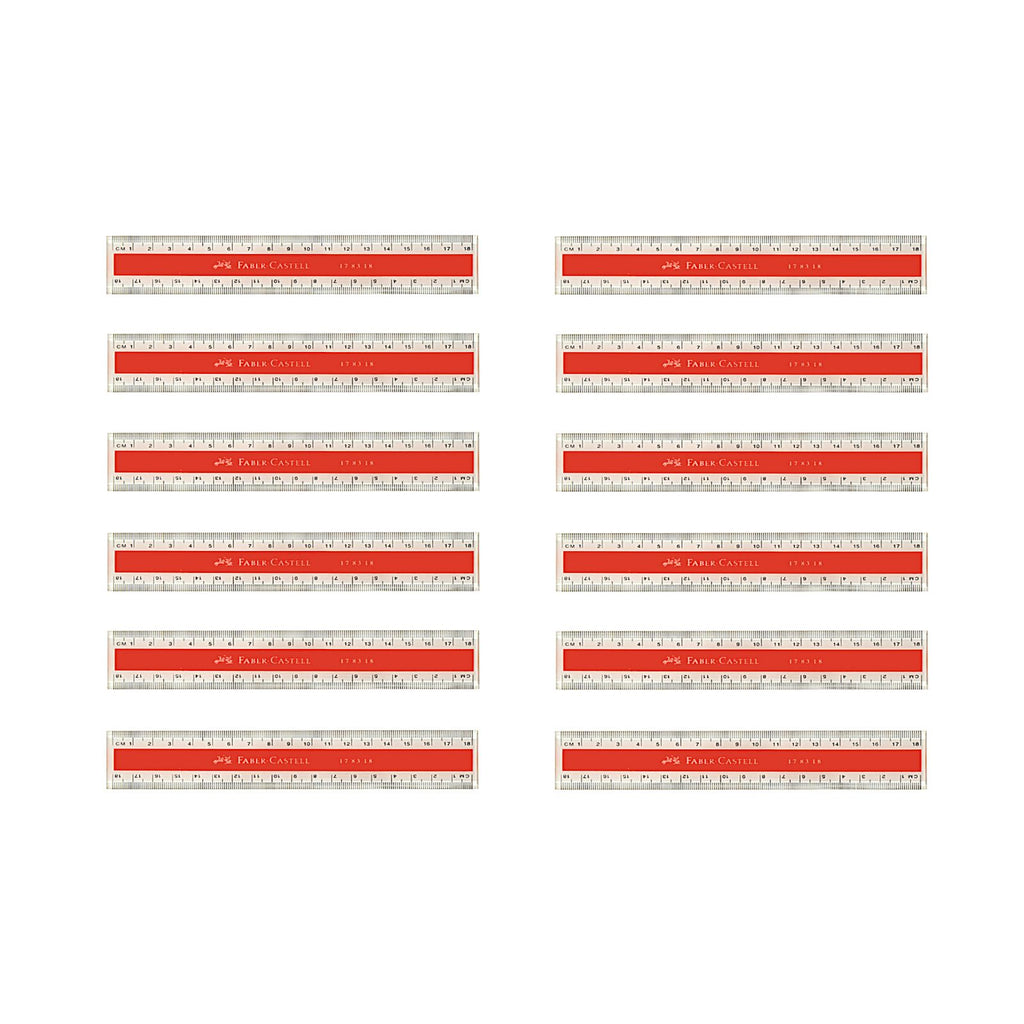12pcs Faber Castell Plastic Ruler - 18cm