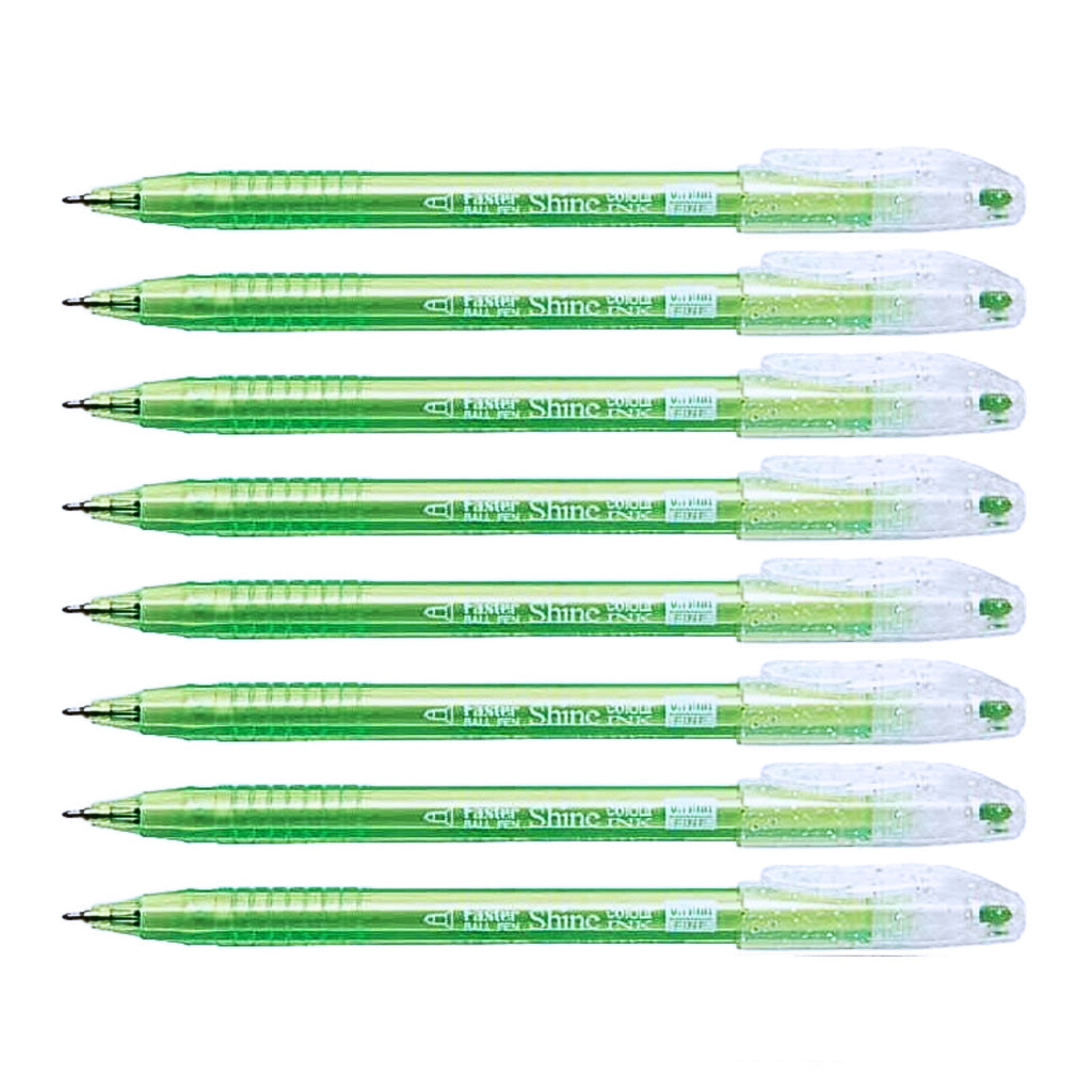 8Pcs Faster Colour Ink Ball Pen 0.7mm | Green