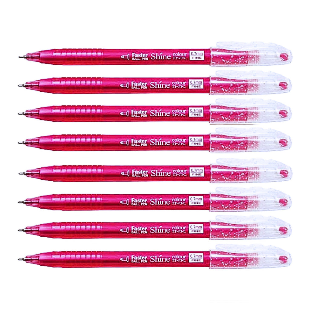 8Pcs Faster Colour Ink Ball Pen 0.7mm | Pink