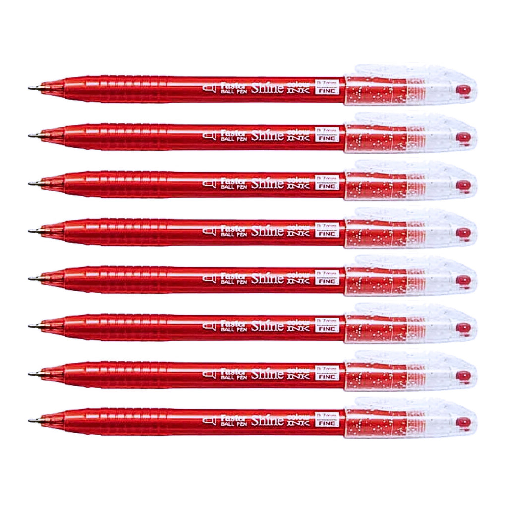 8Pcs Faster Colour Ink Ball Pen 0.7mm | Red