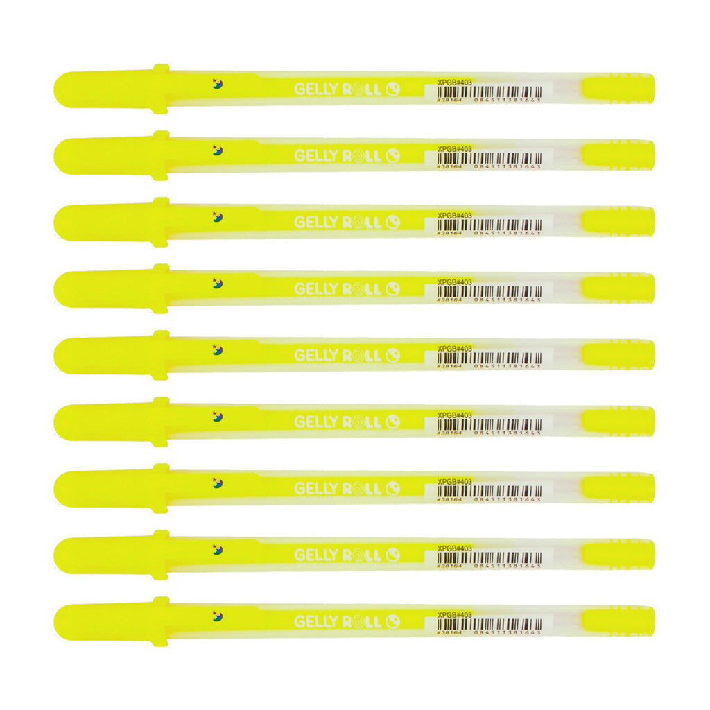 9pcs Sakura Gelly Roll 1.0mm Moonlight Pen | Fluorescent Yellow