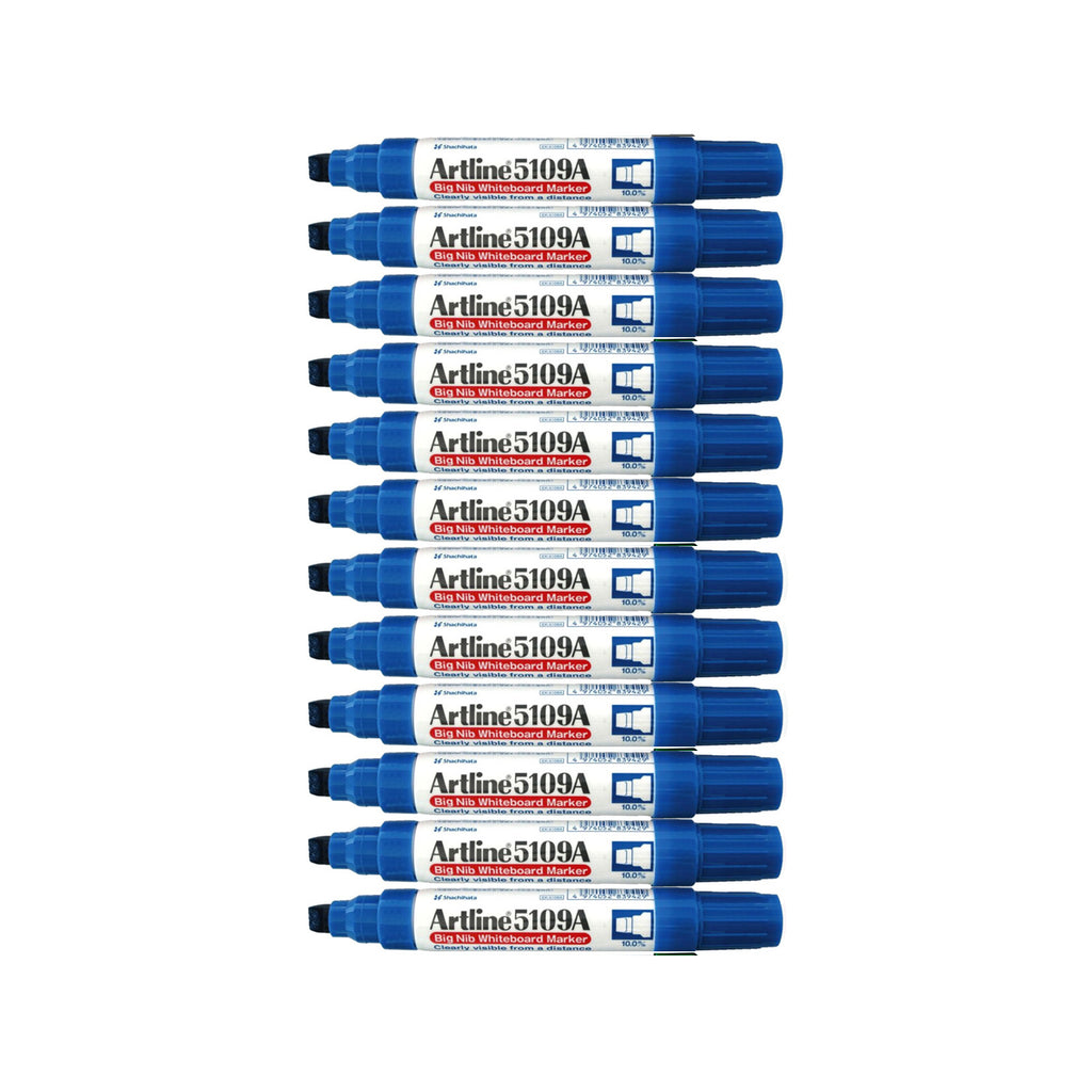 12 pcs Artline 5109A Whiteboard Marker 10.0mm Chisel Nib | Blue
