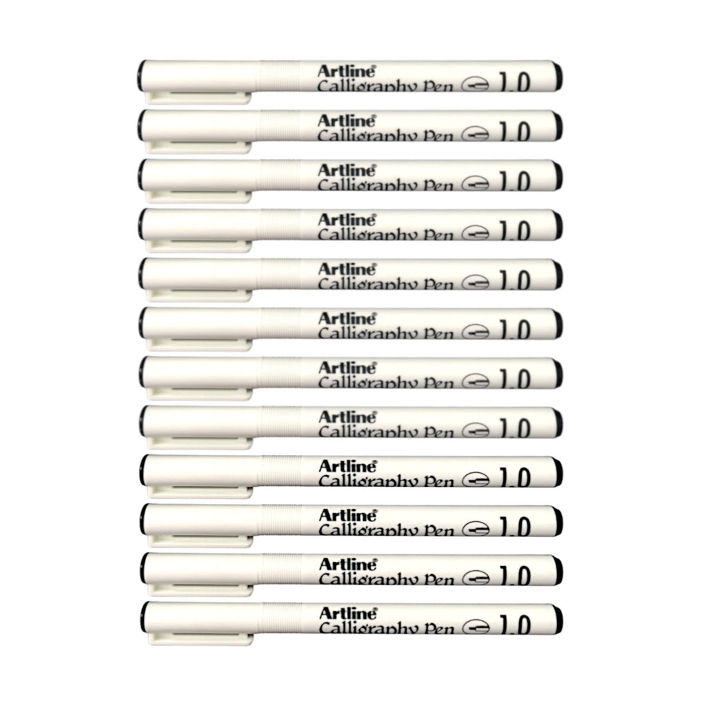 12pcs Artline Calligraphy Arabic Pen Black Ink 1.0mm