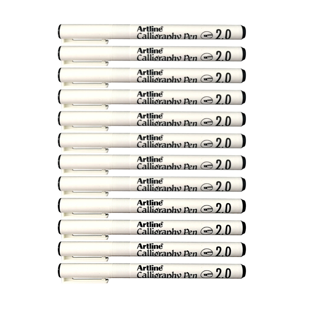 12pcs Artline Calligraphy Arabic Pen Black Ink 2.0mm