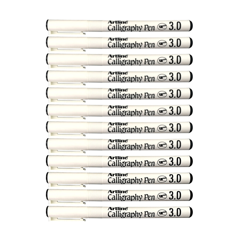 12pcs Artline Calligraphy Arabic Pen Black Ink 3.0mm