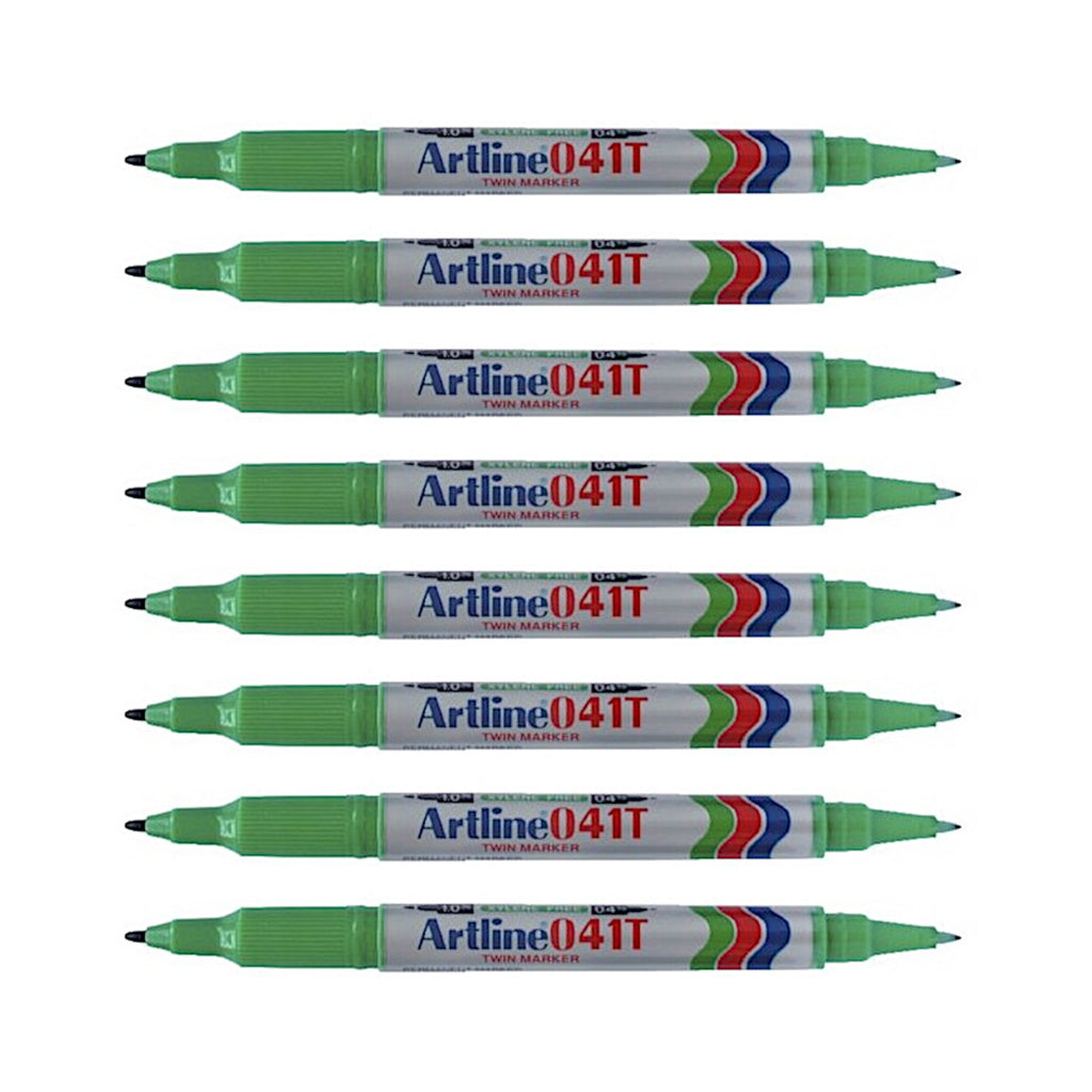8pcs Artline EK-041T Twin Tip Permanent Marker - Green