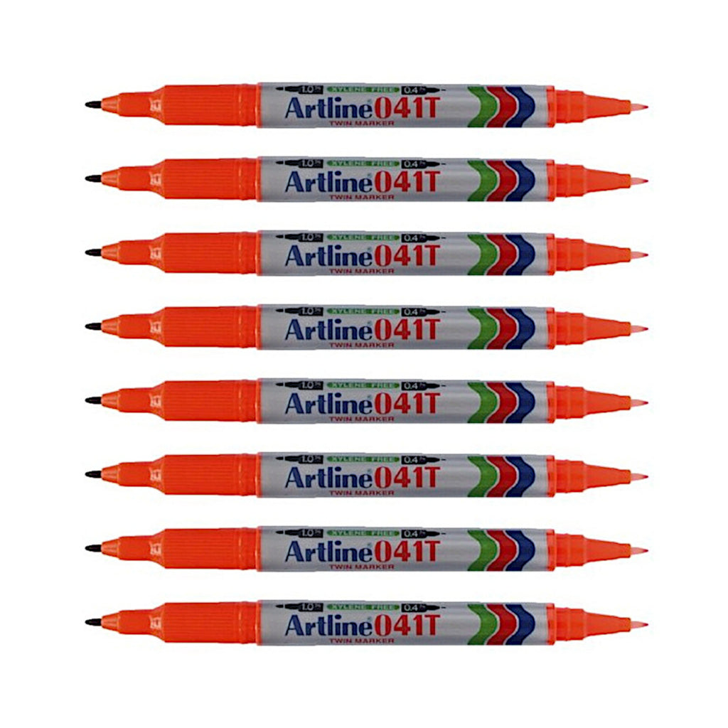 8pcs Artline EK-041T Twin Tip Permanent Marker - Red