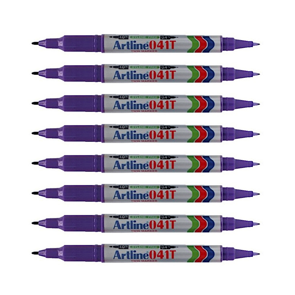 8pcs Artline EK-041T Twin Tip Permanent Marker - Purple