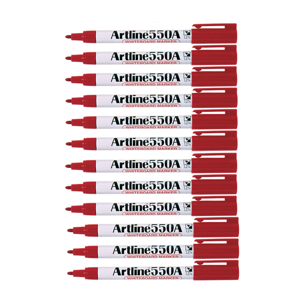 12pcs Artline 550A Whiteboard Marker 1.2mm - Red