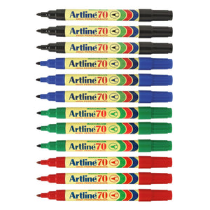 12pcs Artline 70 High Performance Permanent Marker | Black Blue Green Red