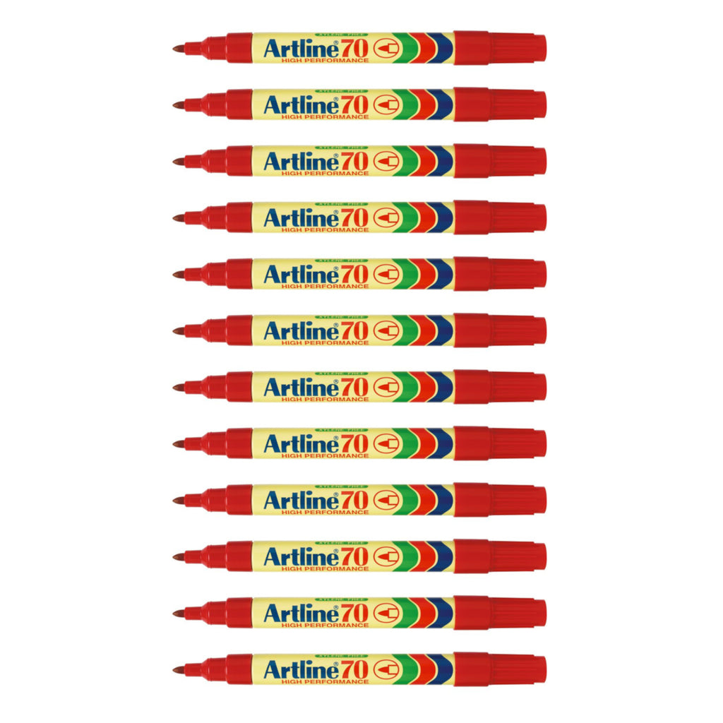 12pcs Artline 70 High Performance Permanent Marker | Red