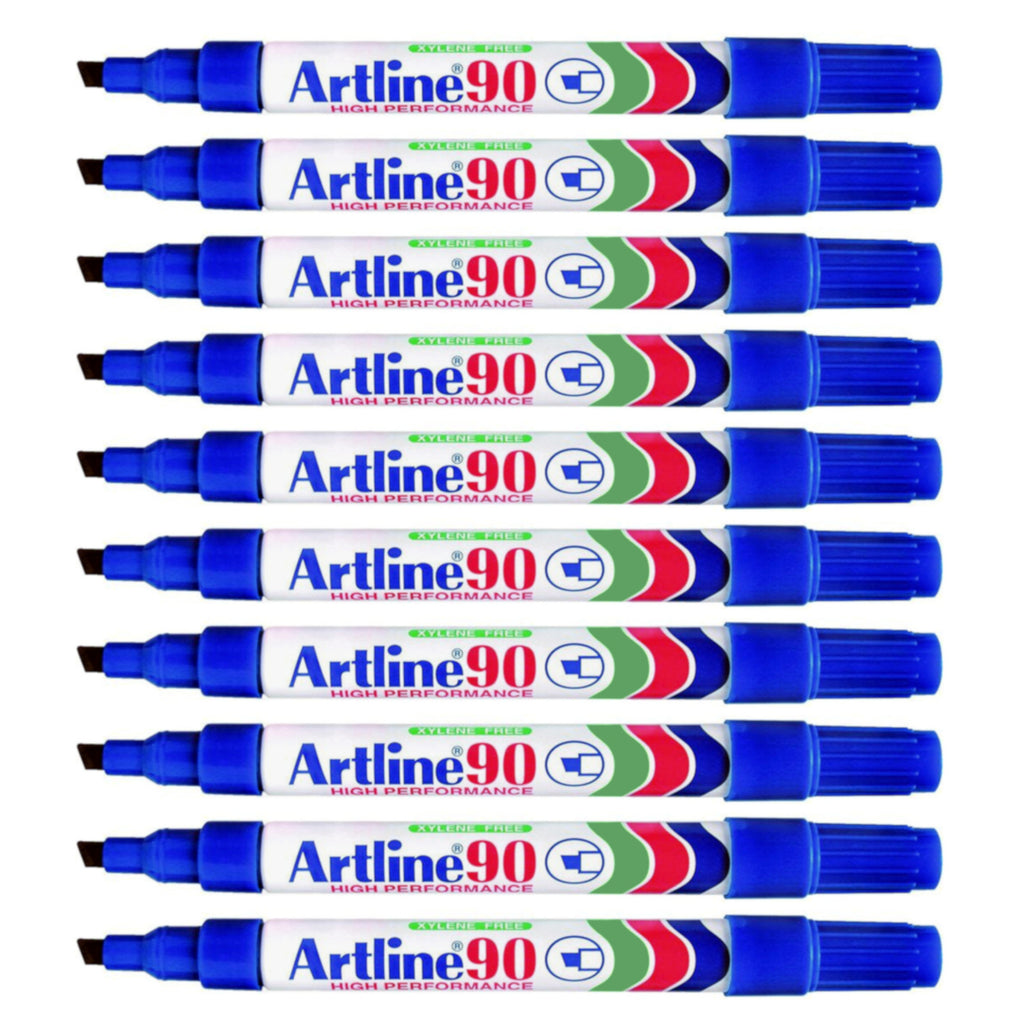 10Pcs Artline 90 High Performance Permanent Marker - Blue