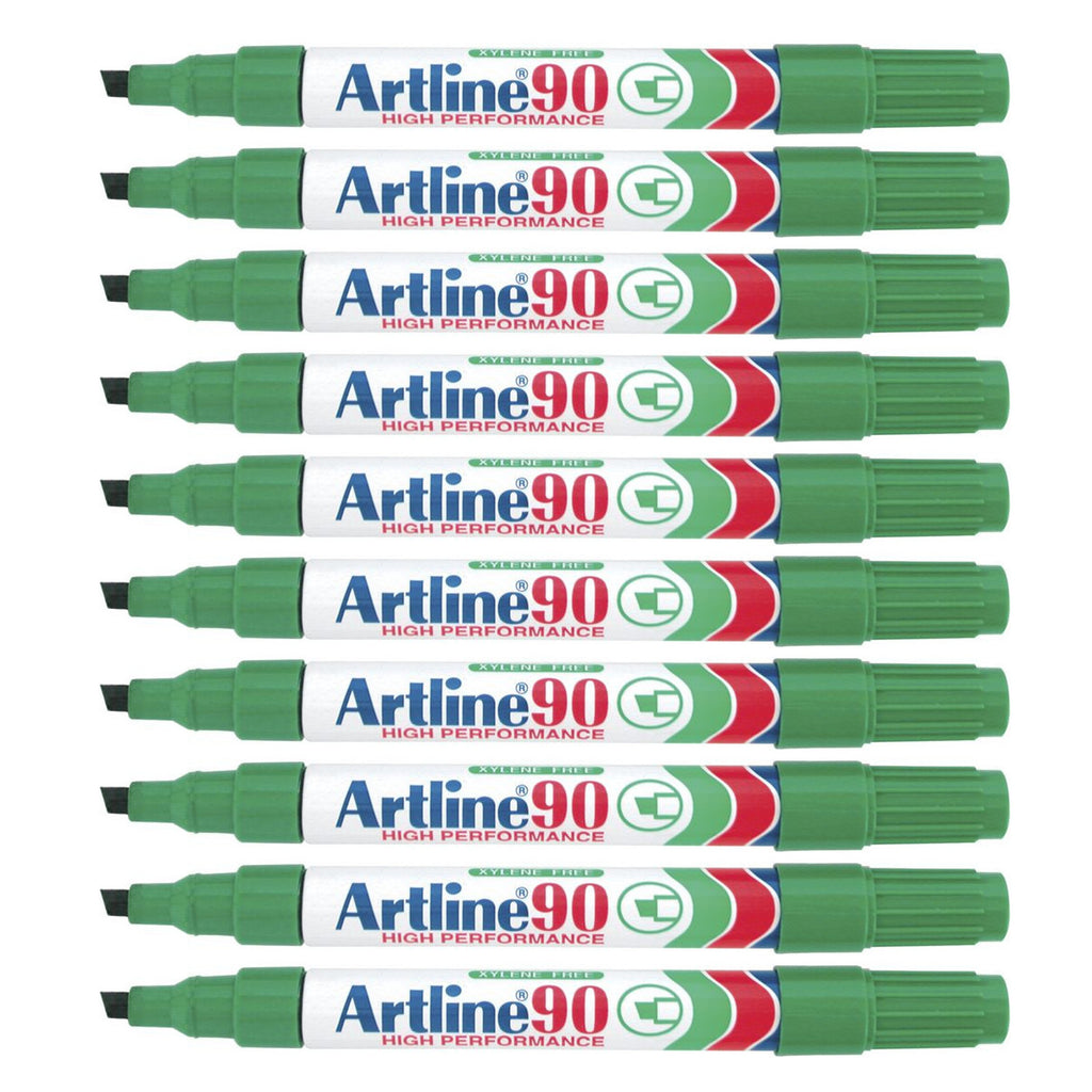 10Pcs Artline 90 High Performance Permanent Marker - Green