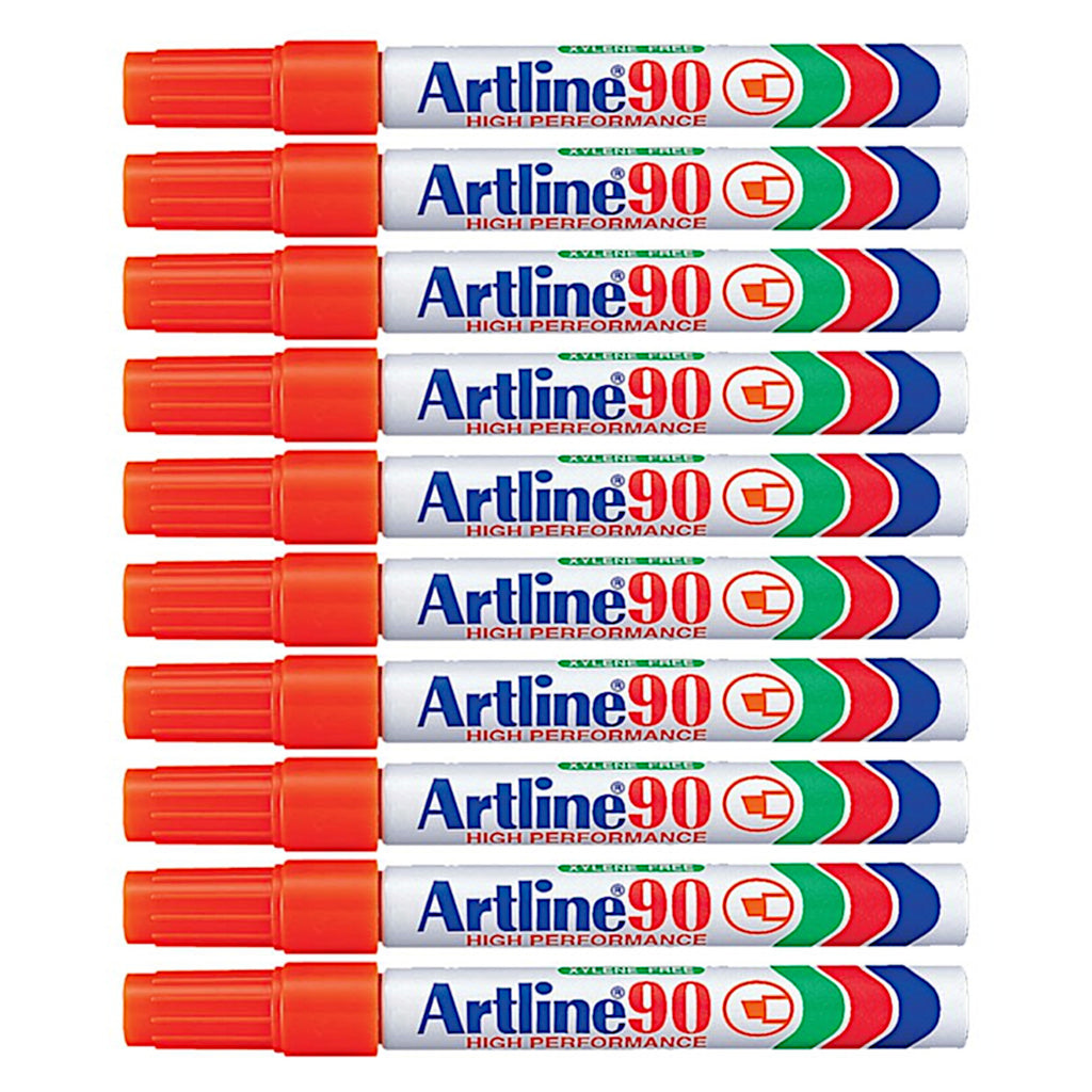 10Pcs Artline 90 High Performance Permanent Marker - Orange