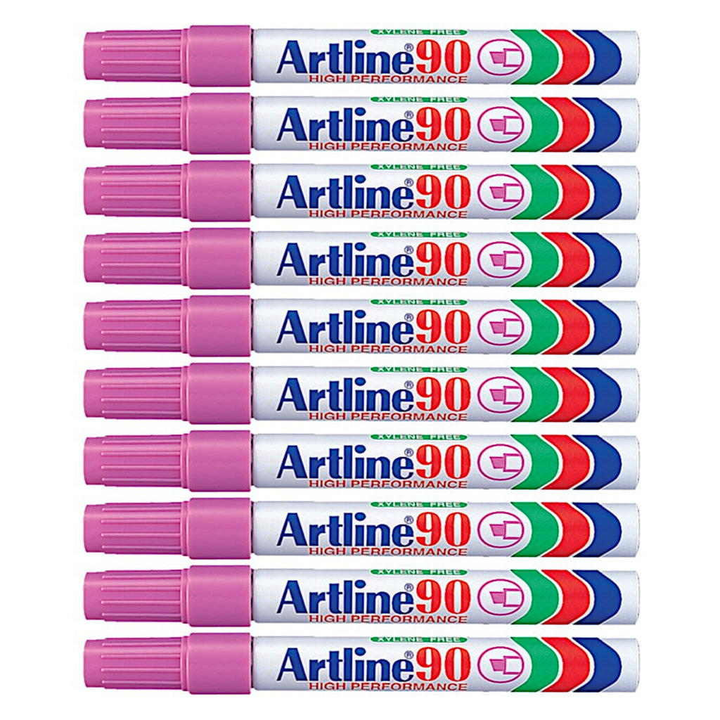 10Pcs Artline 90 High Performance Permanent Marker - Pink