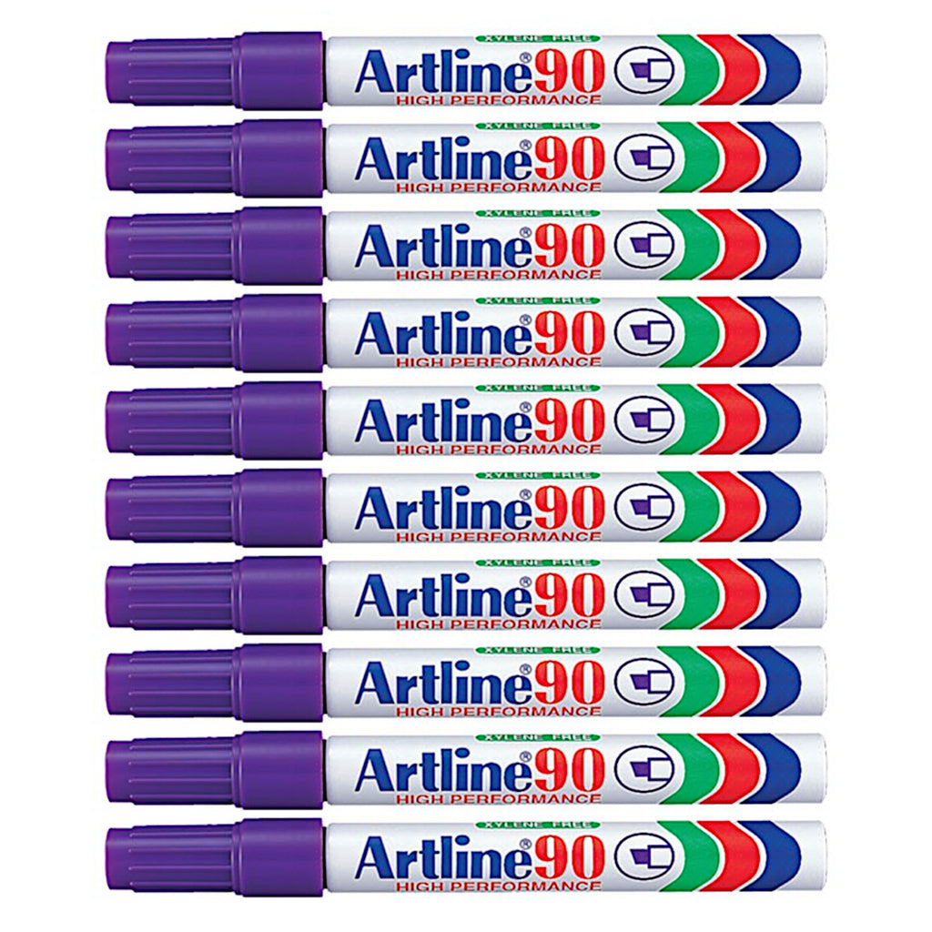 10Pcs Artline 90 High Performance Permanent Marker - Purple