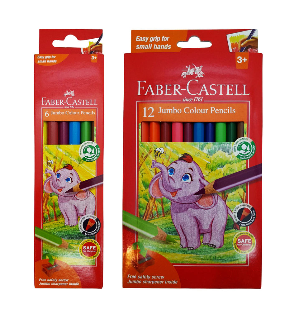 Faber Castell Jumbo Colour Pencils | Pack of 6 / 12 colours