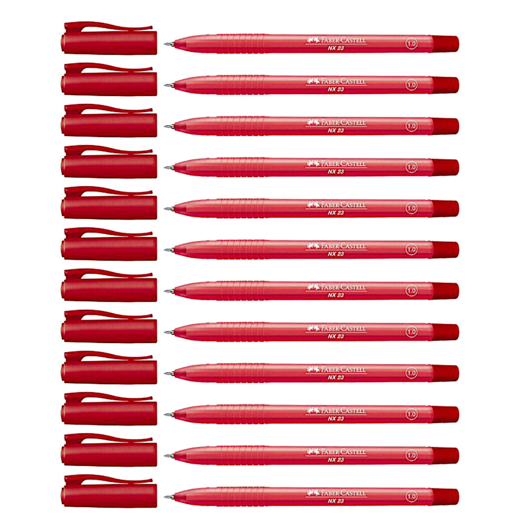 12pcs Faber Castell NX23 Ball Pen 1.0mm - Red