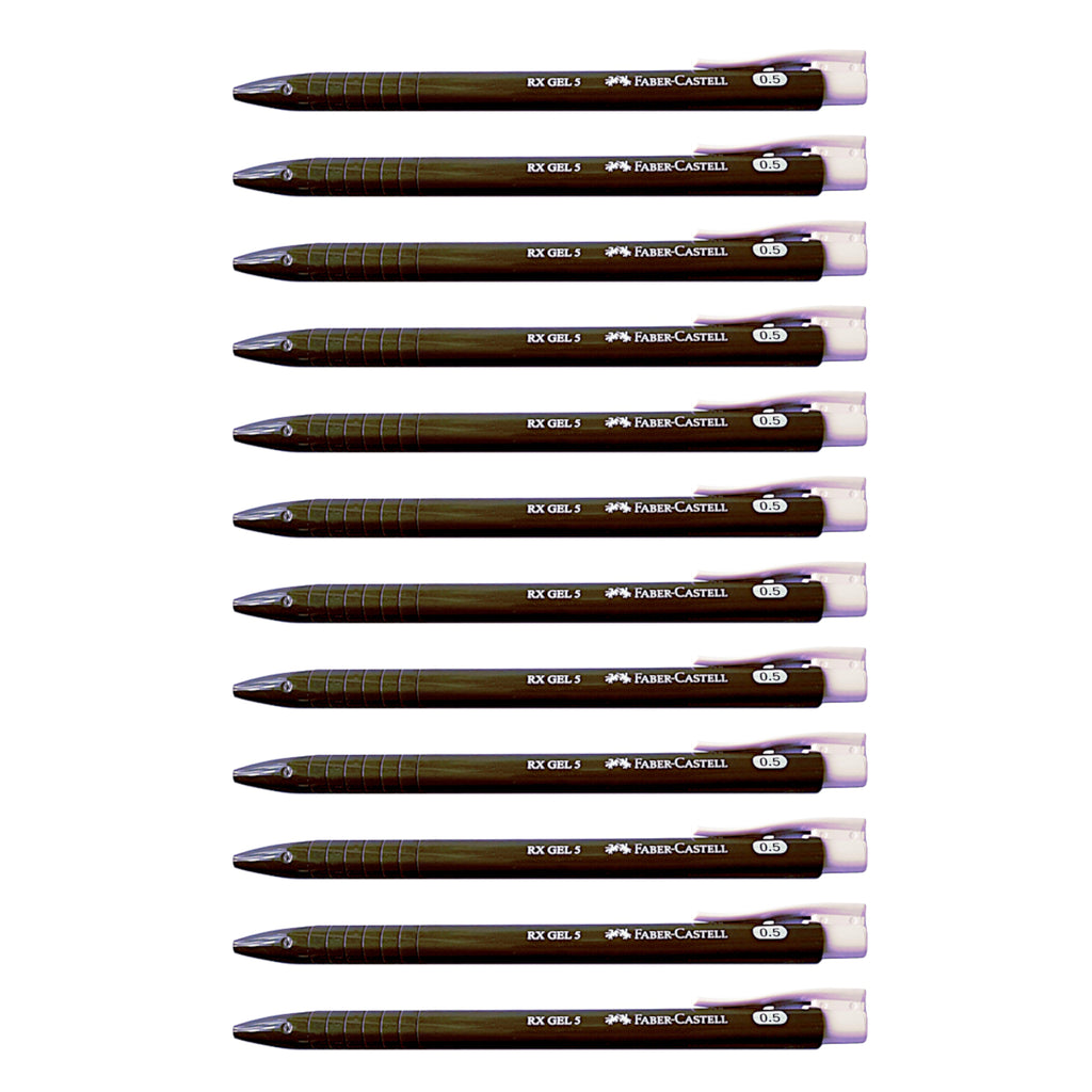 12pcs Faber Castell RX5 Gel Ink 0.5mm Pen - Black