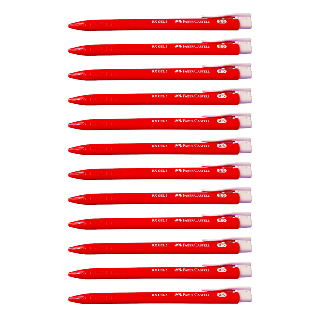 12pcs Faber Castell RX5 Gel Ink 0.5mm Pen - Red
