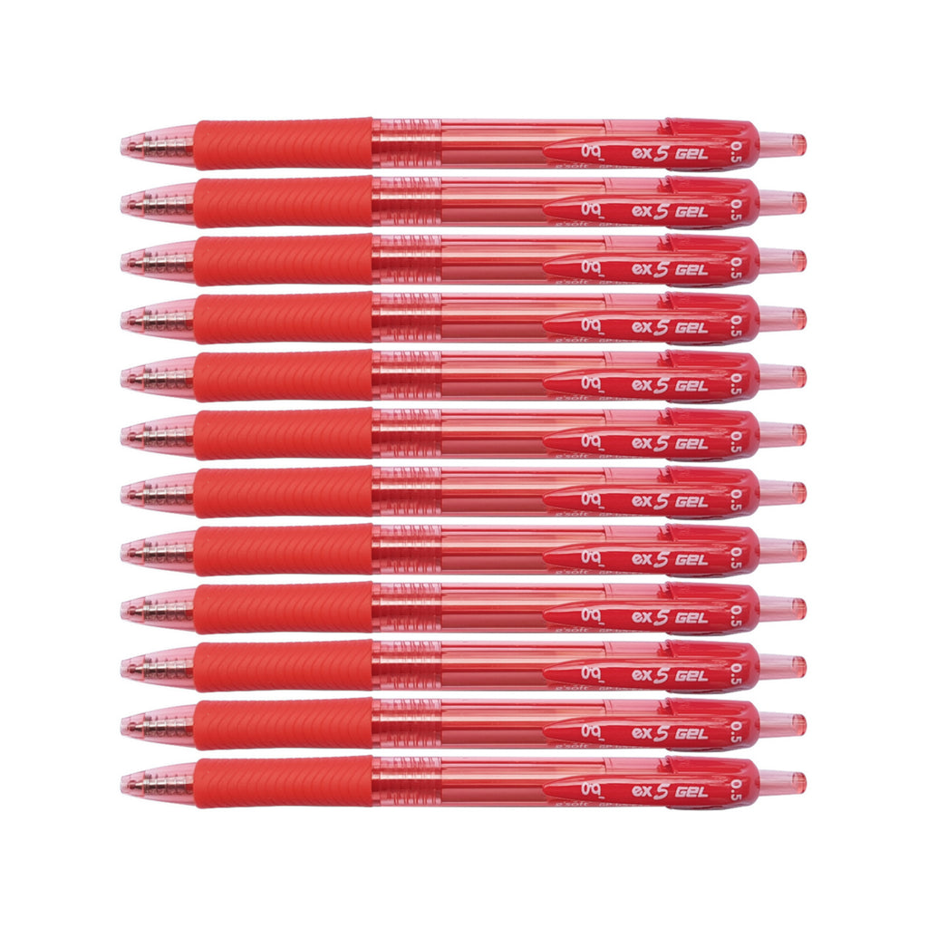 12pcs G'Soft EX5 Retractable Gel Ink Pen 0.5mm | Red