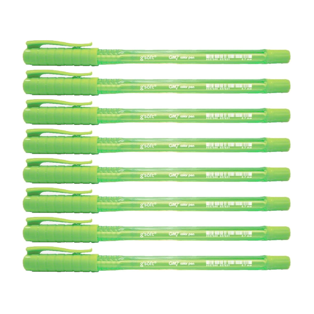 8pcs G'Soft GM7 0.7mm Ballpoint Colour Pen - Light Green