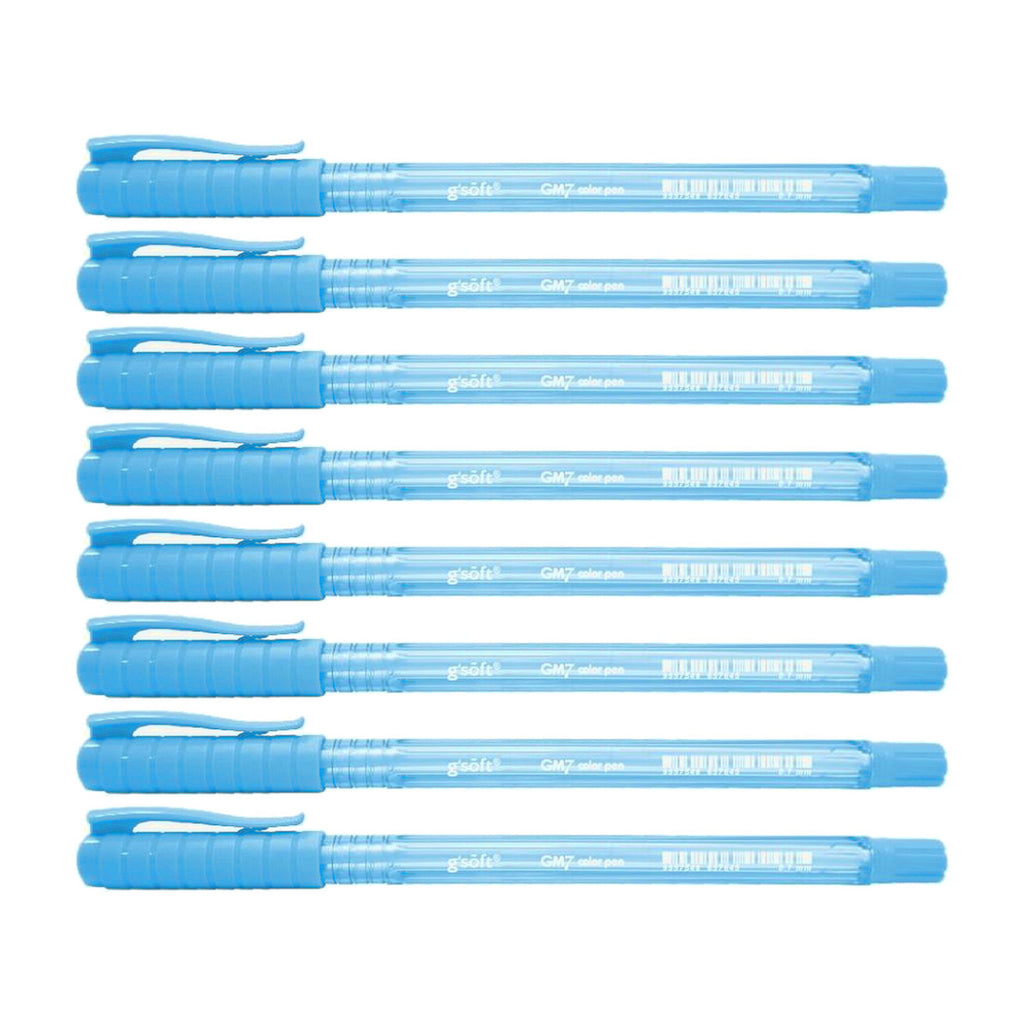 8pcs G'Soft GM7 0.7mm Ballpoint Colour Pen - Light BLue