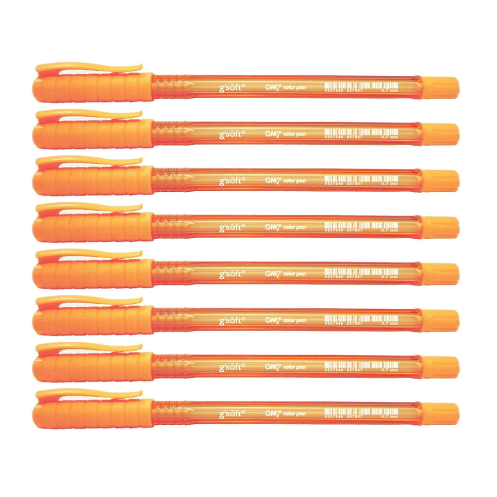 8pcs G'Soft GM7 0.7mm Ballpoint Colour Pen - Orange