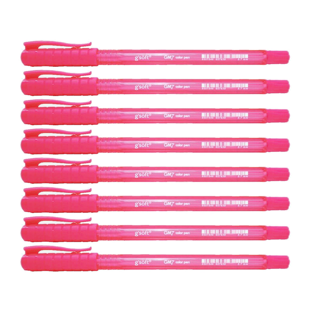 8pcs G'Soft GM7 0.7mm Ballpoint Colour Pen - Pink