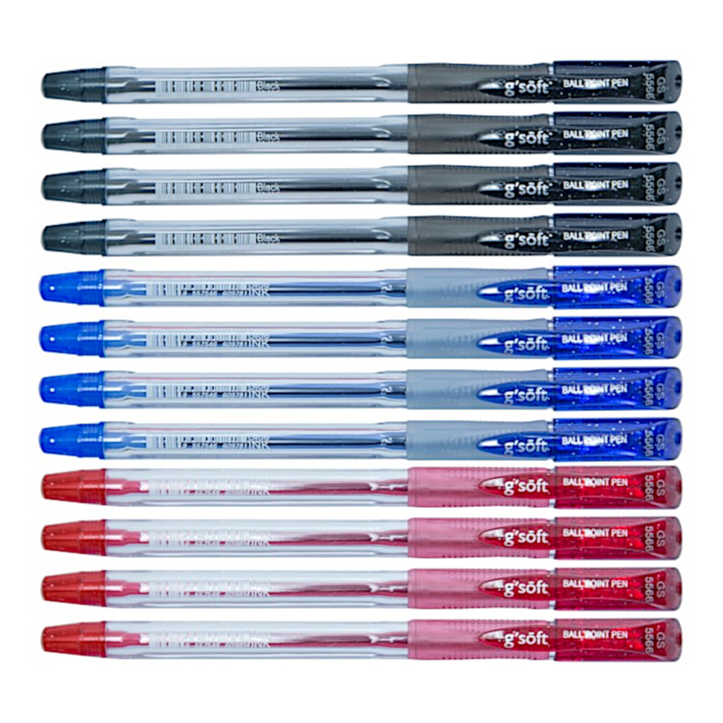 12pcs G'Soft 5566 Semi Gel Ball Pen 0.6mm Bullet Tip