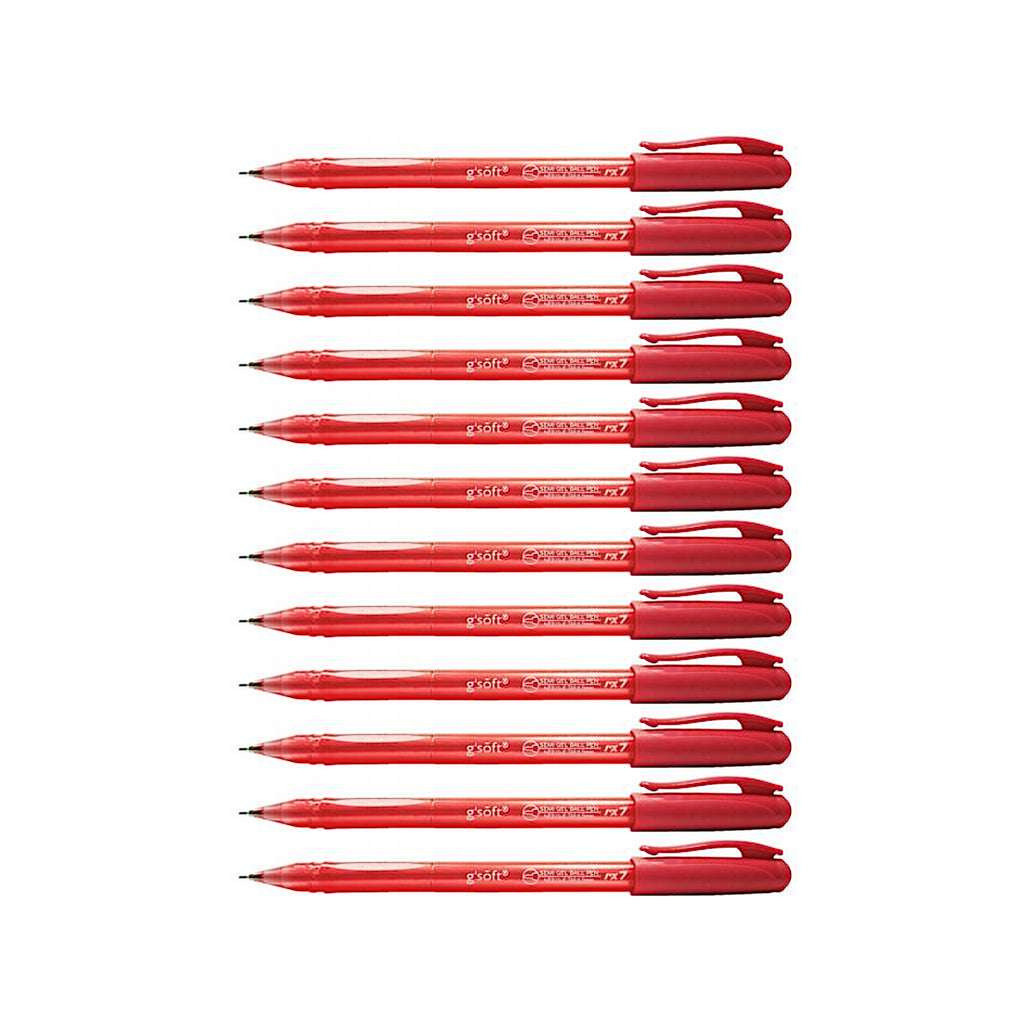 12pcs G'Soft RX7 Semi Gel Ball Point Pen 0.7mm | Red