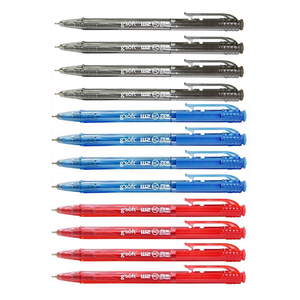 12pcs G'Soft W2 Retractable Ball Pen 0.7mm