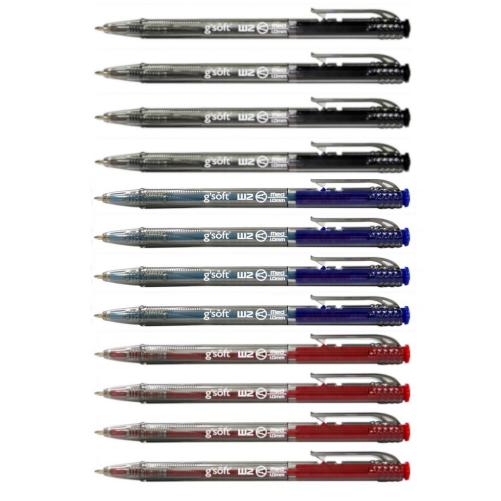 12pcs G'Soft W2 1.0mm Retractable Ball Pen