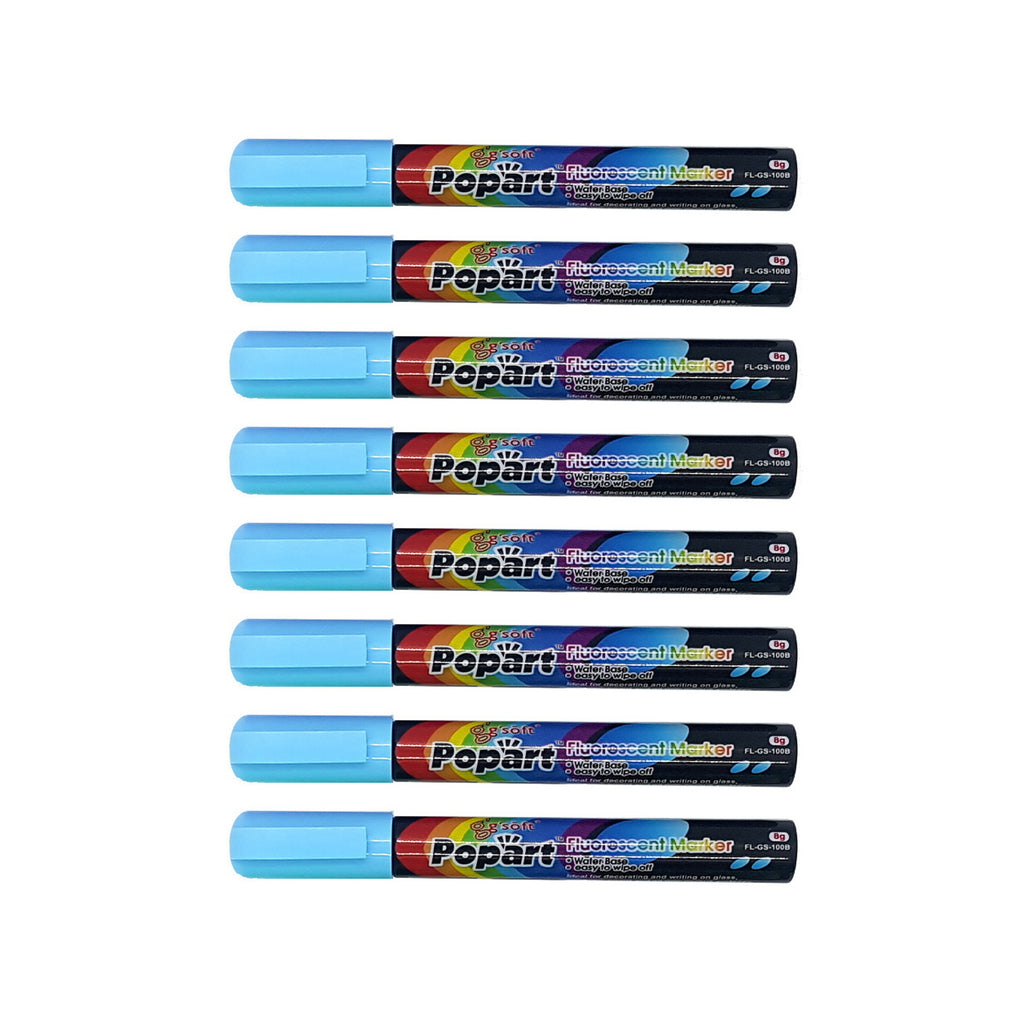8pcs G'Soft Popart Fluorescent Marker Liquid Chalk  - 2mm | Blue