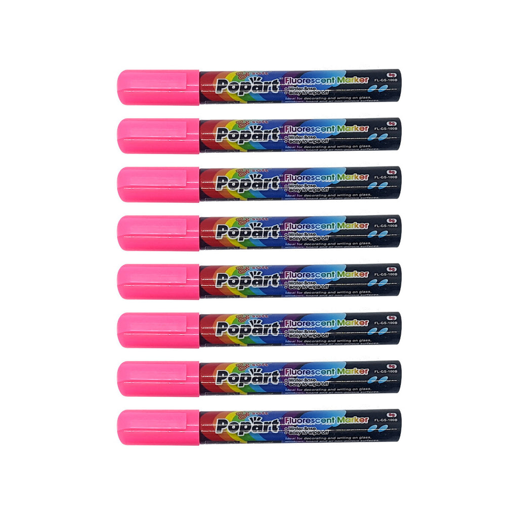 8pcs G'Soft Popart Fluorescent Marker Liquid Chalk  - 2mm | Pink