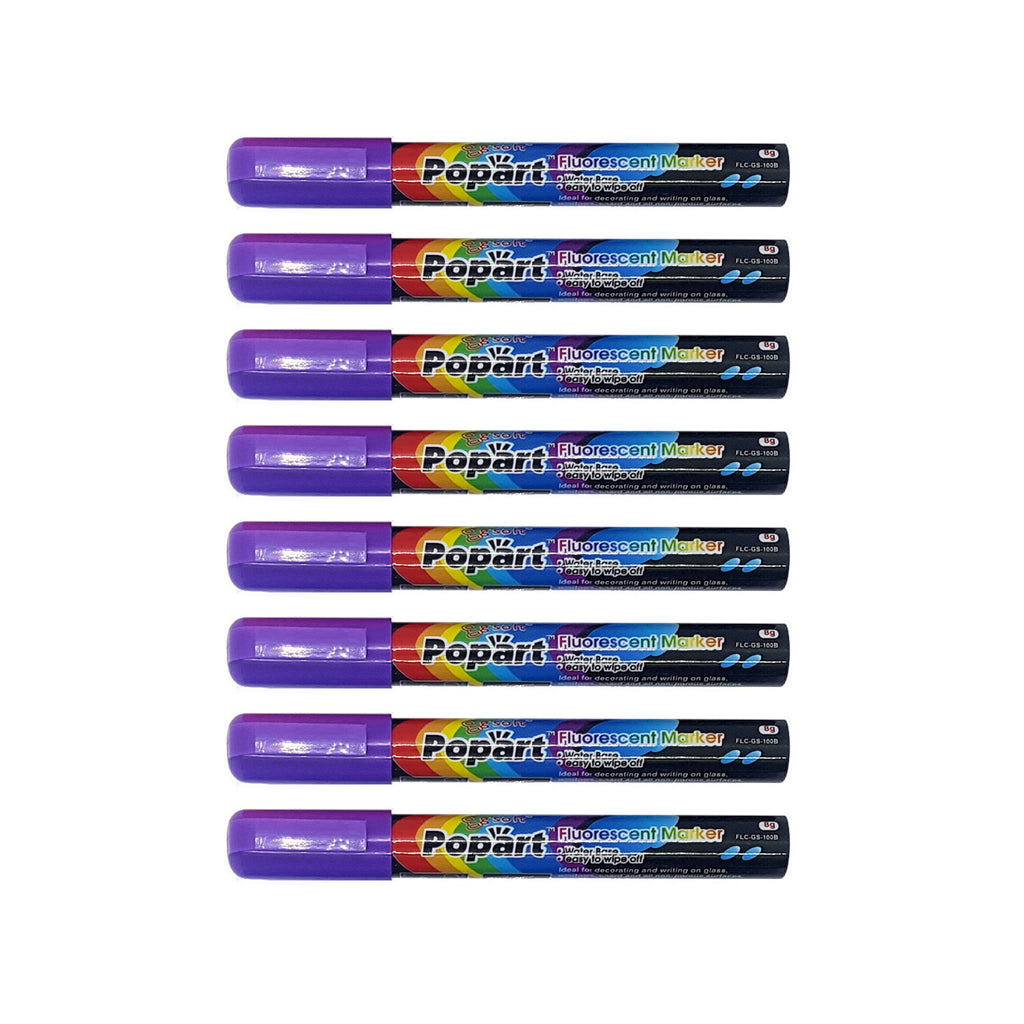 8pcs G'Soft Popart Fluorescent Marker Liquid Chalk  - 2mm | Purple / Violet