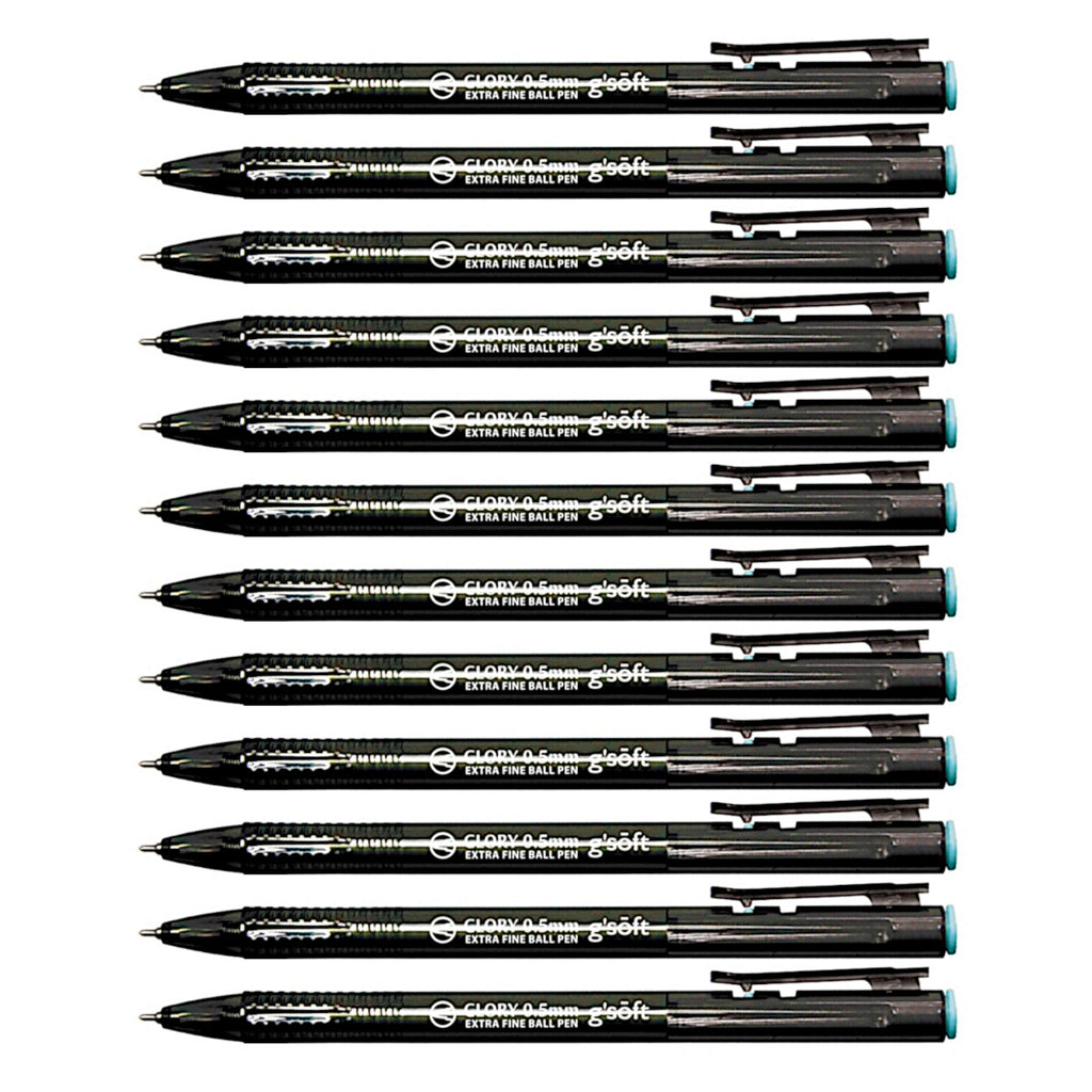 12pcs G'Soft Glory Retractable Ball Pen 0.5mm - Blue