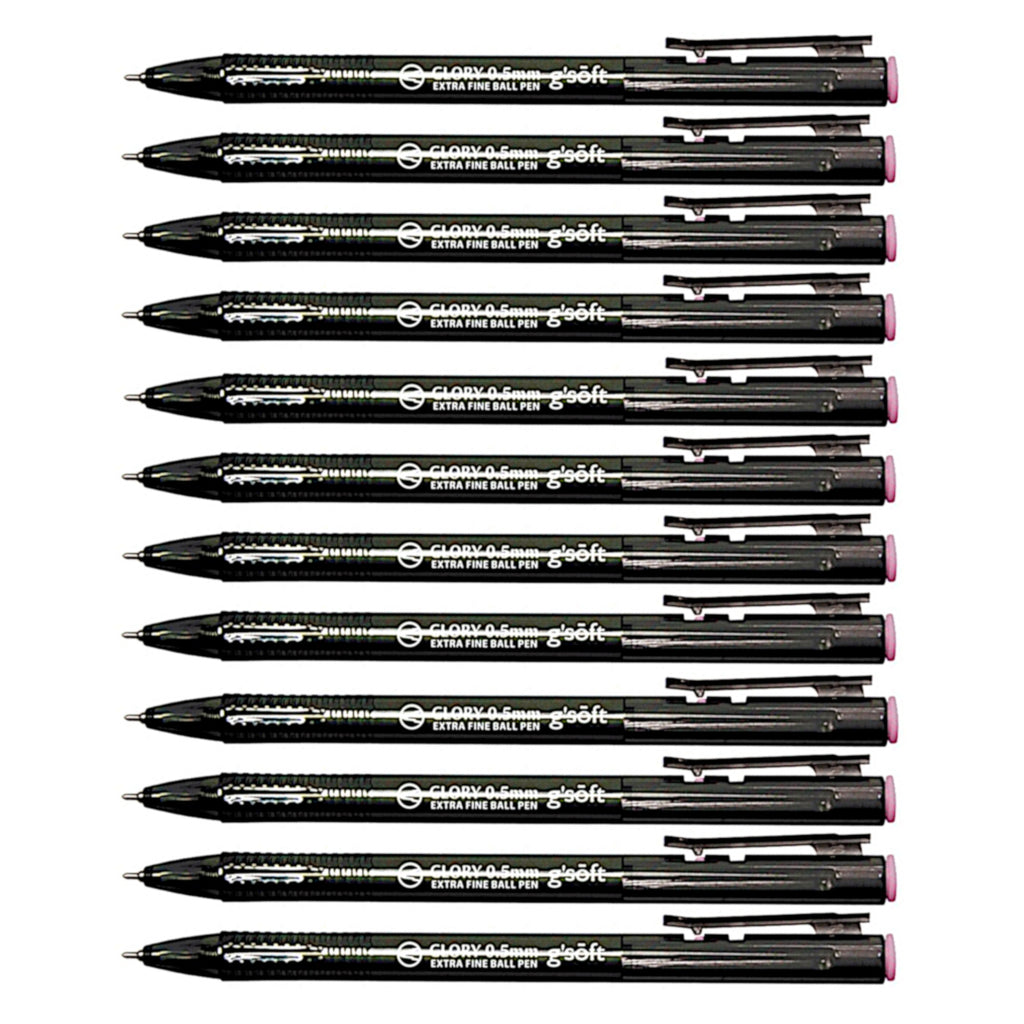 12pcs G'Soft Glory Retractable Ball Pen 0.5mm - Red