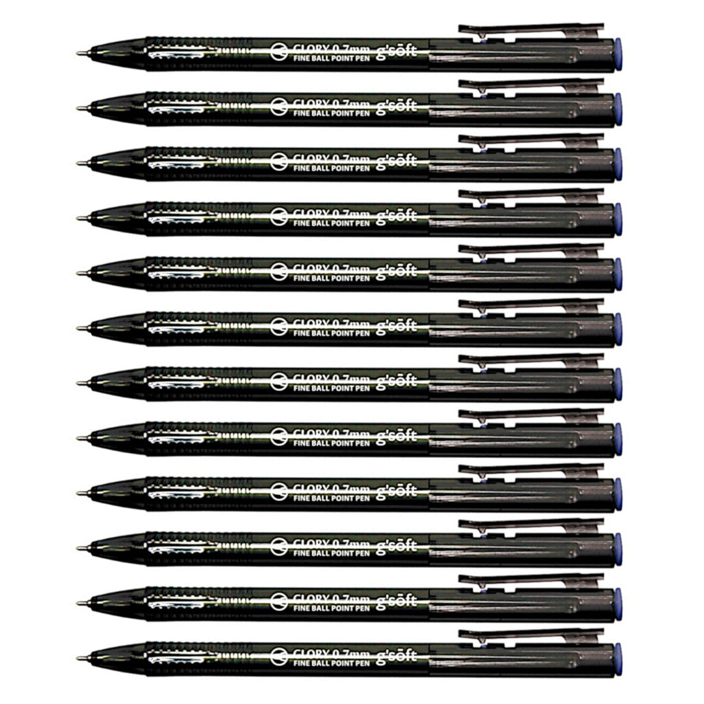 12pcs G'Soft Glory Retractable Ball Pen 0.7mm - Blue
