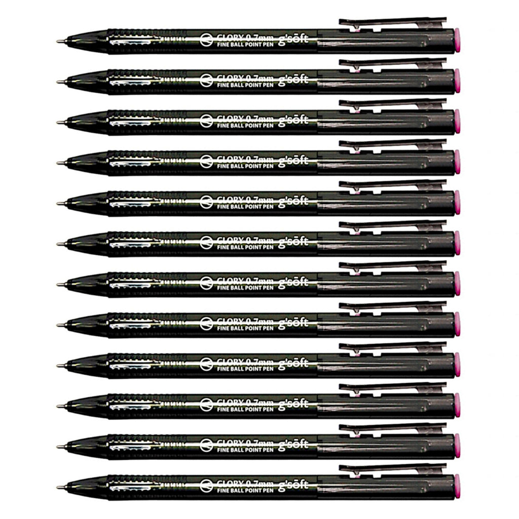12pcs G'Soft Glory Retractable Ball Pen 0.7mm - Red