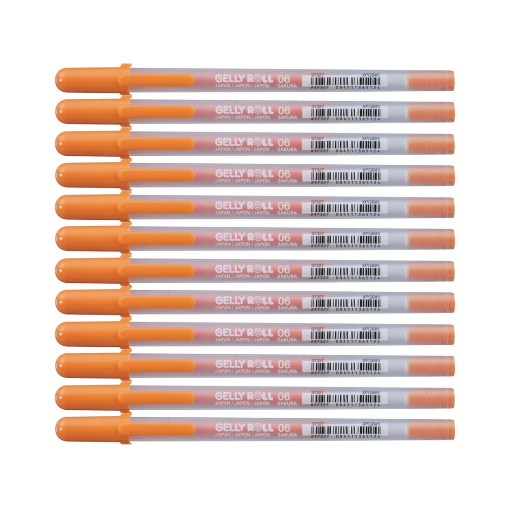 12Pcs Sakura Gelly Roll 06 Fine Pens - Regular Colours | Orange