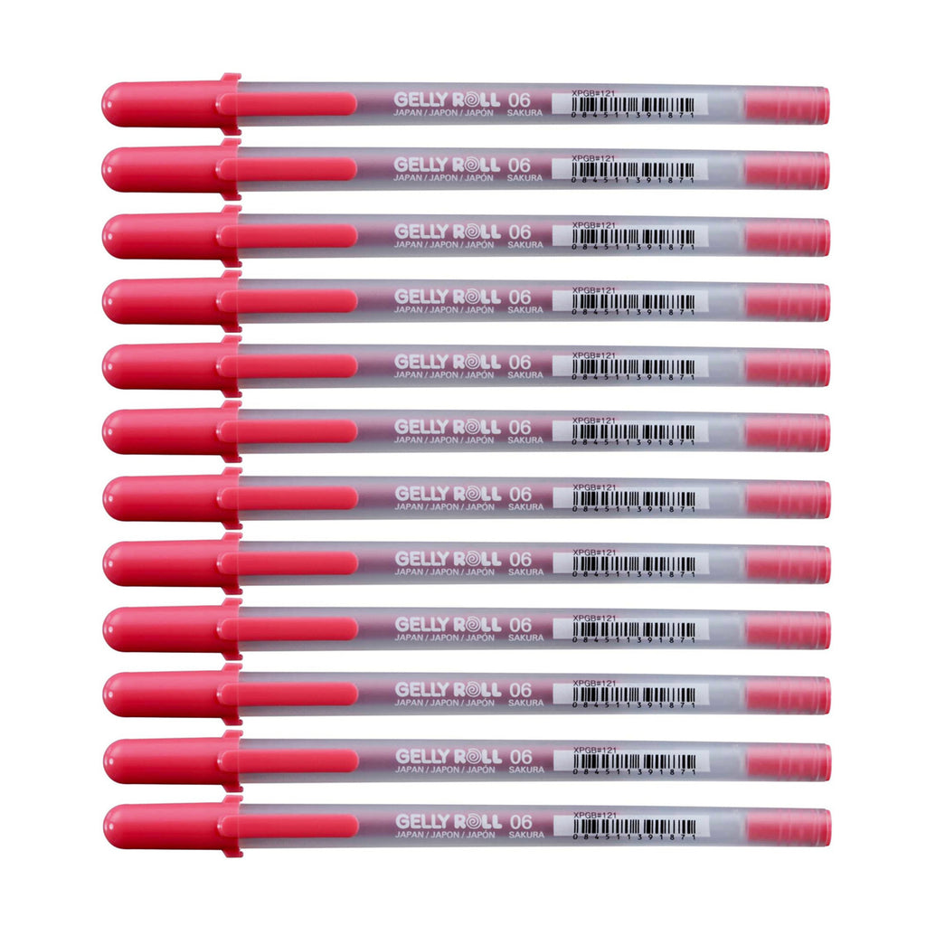 12Pcs Sakura Gelly Roll 06 Fine Pens - Regular Colours | Opera Red
