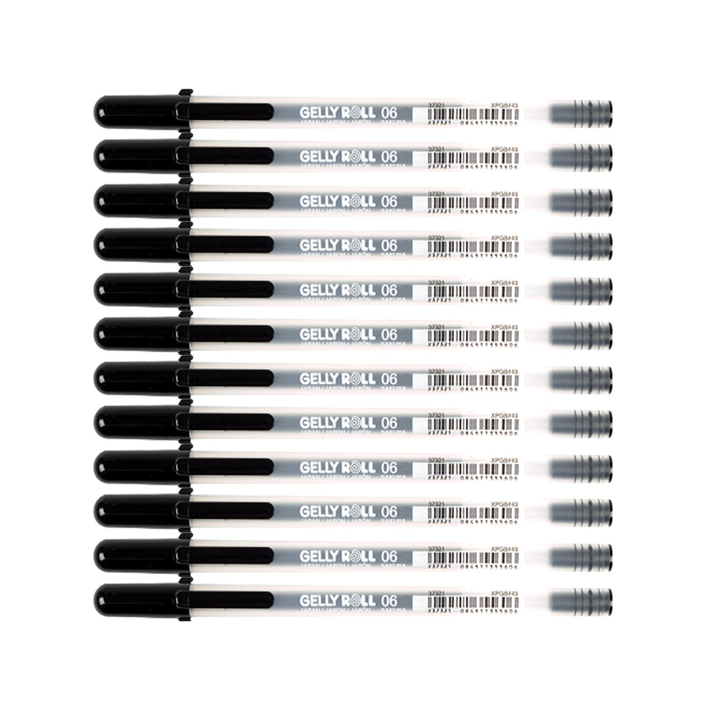 12Pcs Sakura Gelly Roll 06 Fine Pens - Regular Colours | Black