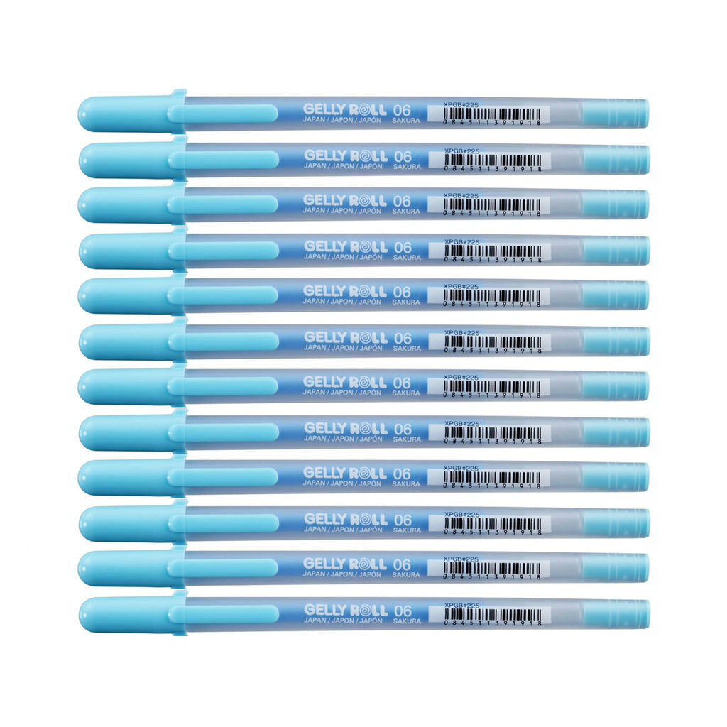 12Pcs Sakura Gelly Roll 06 Fine Pens - Regular Colours | Pale Blue