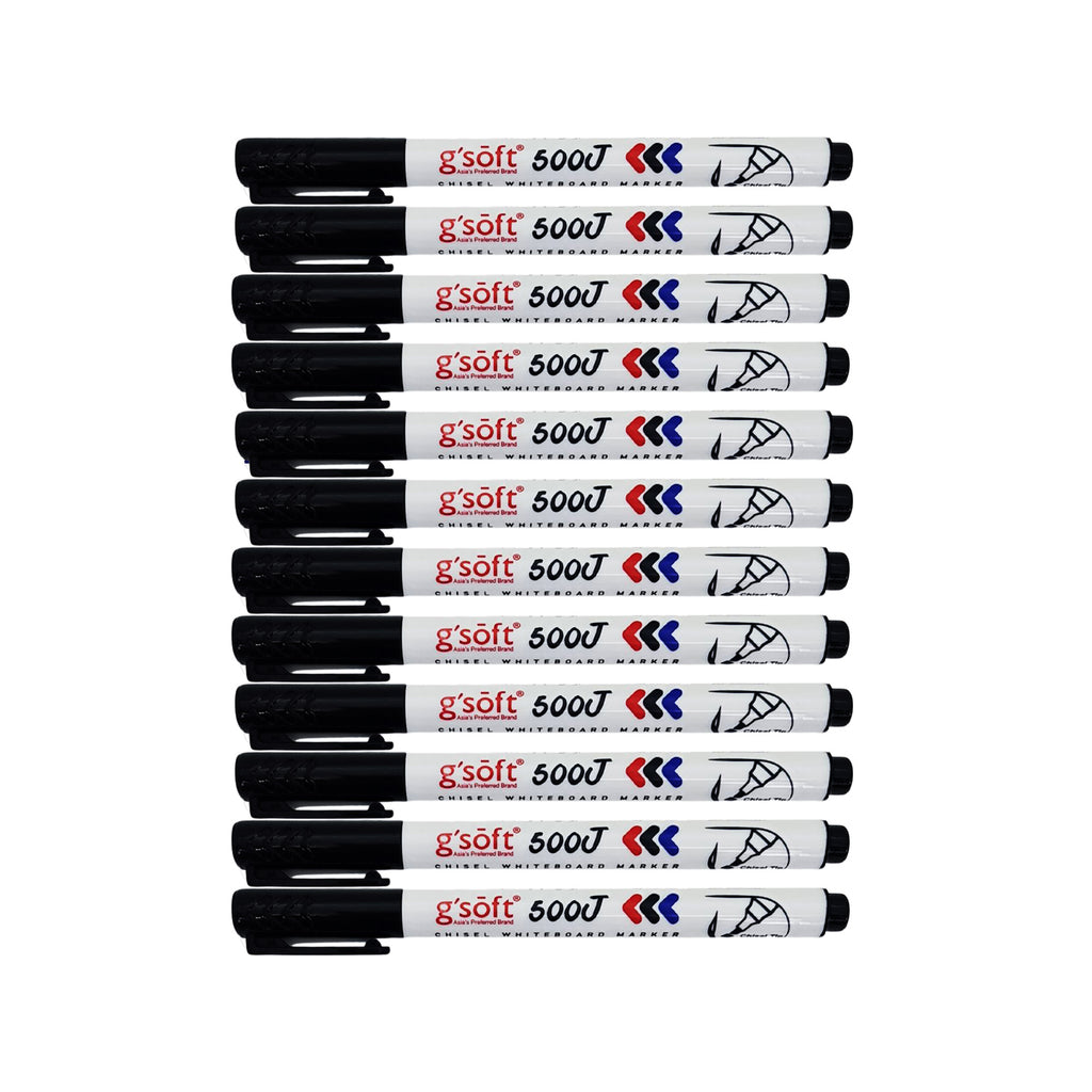 12pcs G'Soft Jawi Writing Whiteboard Marker Pen - Chisel Tip - Black