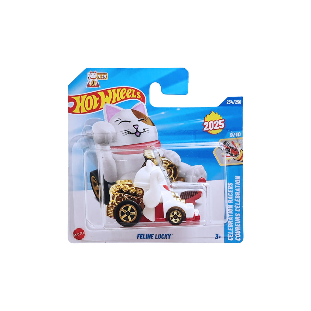 Hot Wheels CELEBRATION RACERS | Feline Lucky - White (234/250) SHORT CARD
