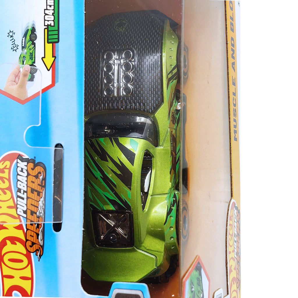Hot Wheels Pull-Back Speeders | Muscle and Blown - Green (HWH52)