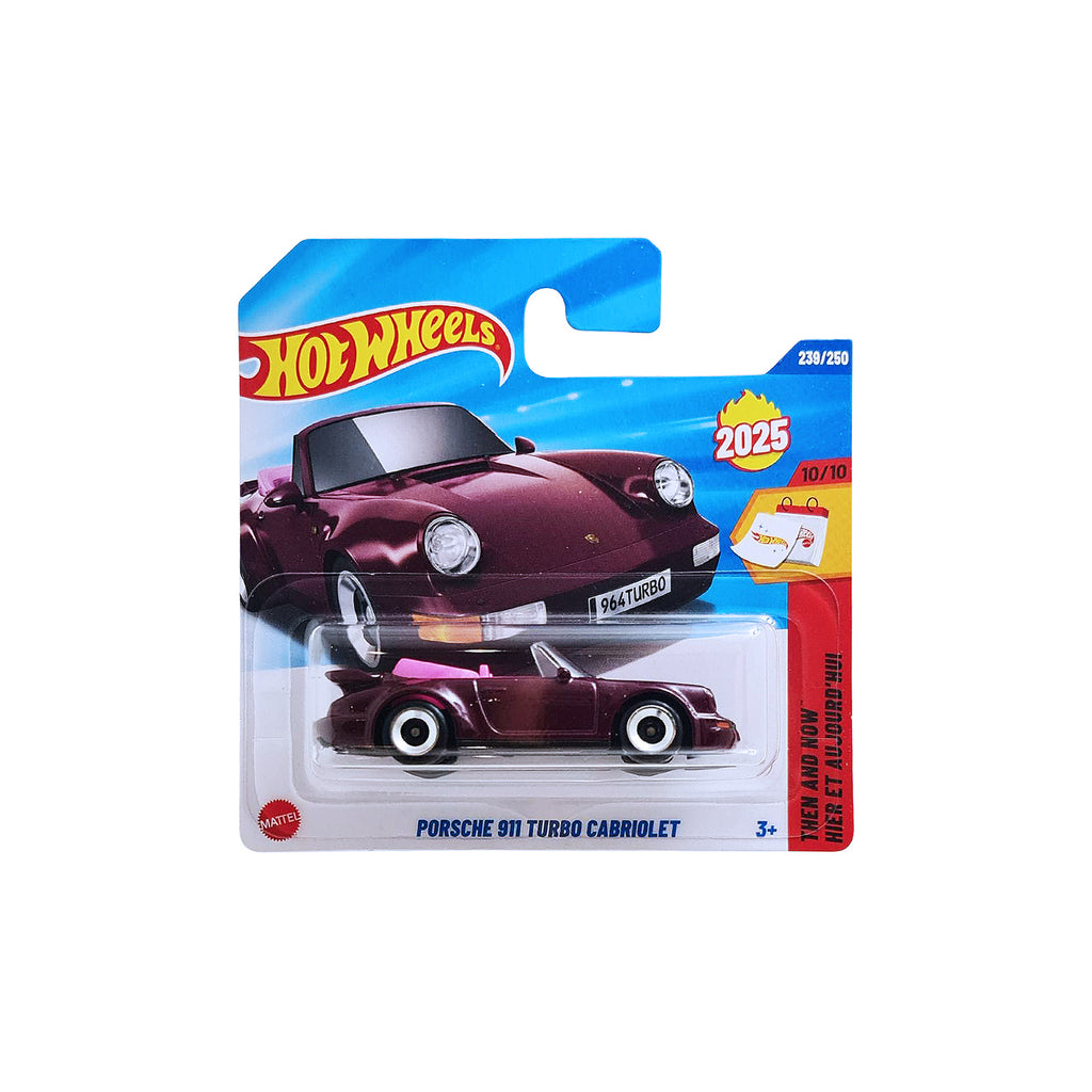 Hot Wheels THEN AND NOW | Porsche 911 Turbo Cabriolet - Maroon (239/250) SHORT CARD